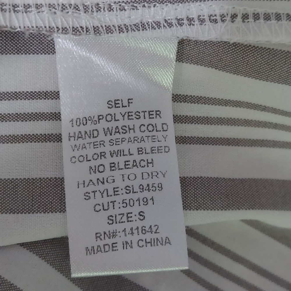 She + Sky Women's SMALL Black & White Striped Top Blouse Boho Peasant Shoulder - Picture 7 of 7